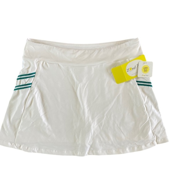 L'Ouef Poche Baseline Chevron V Neck Top and Skort NWT White Green Tennis - Picture 11 of 14